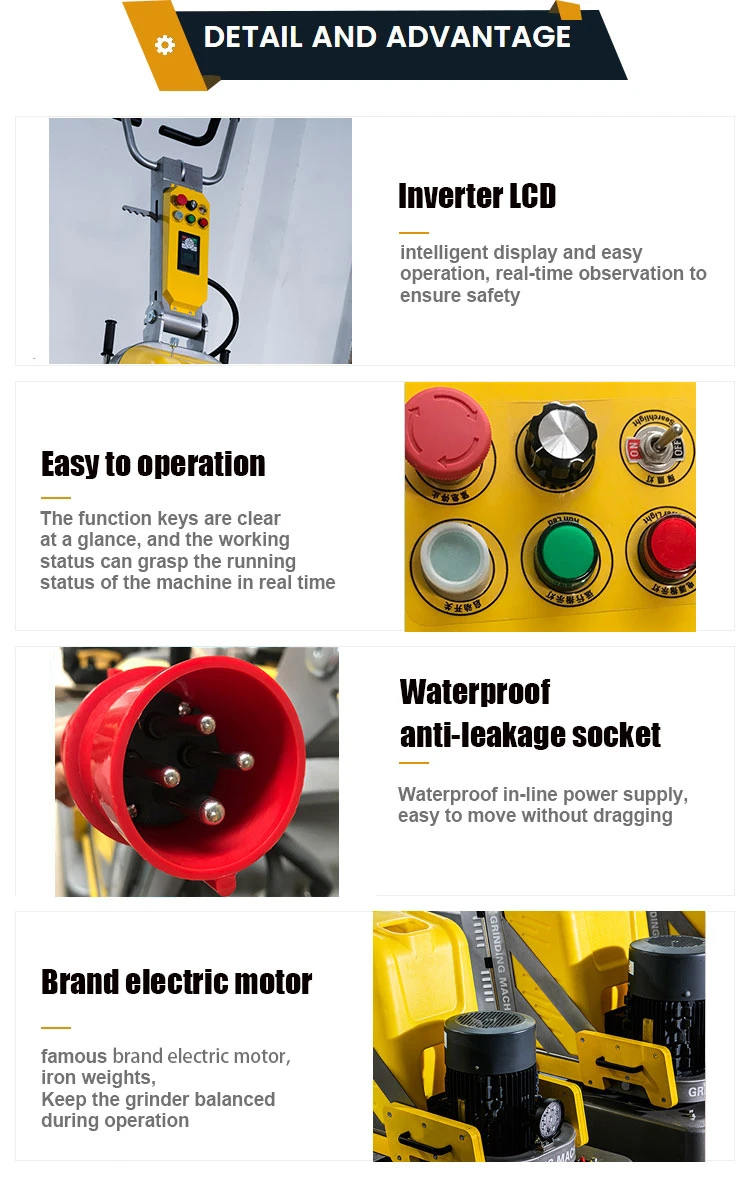 Concrete Grinder 220V/380V 3 Heads Planetary Concrete Epoxy Terrazzo Stone Curing Floor Grinding Polishing Machine